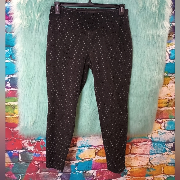 Talbots Black and White Polka Dot Stretchy Skinny Cropped Ankle Pants Size 8 - Picture 1 of 11